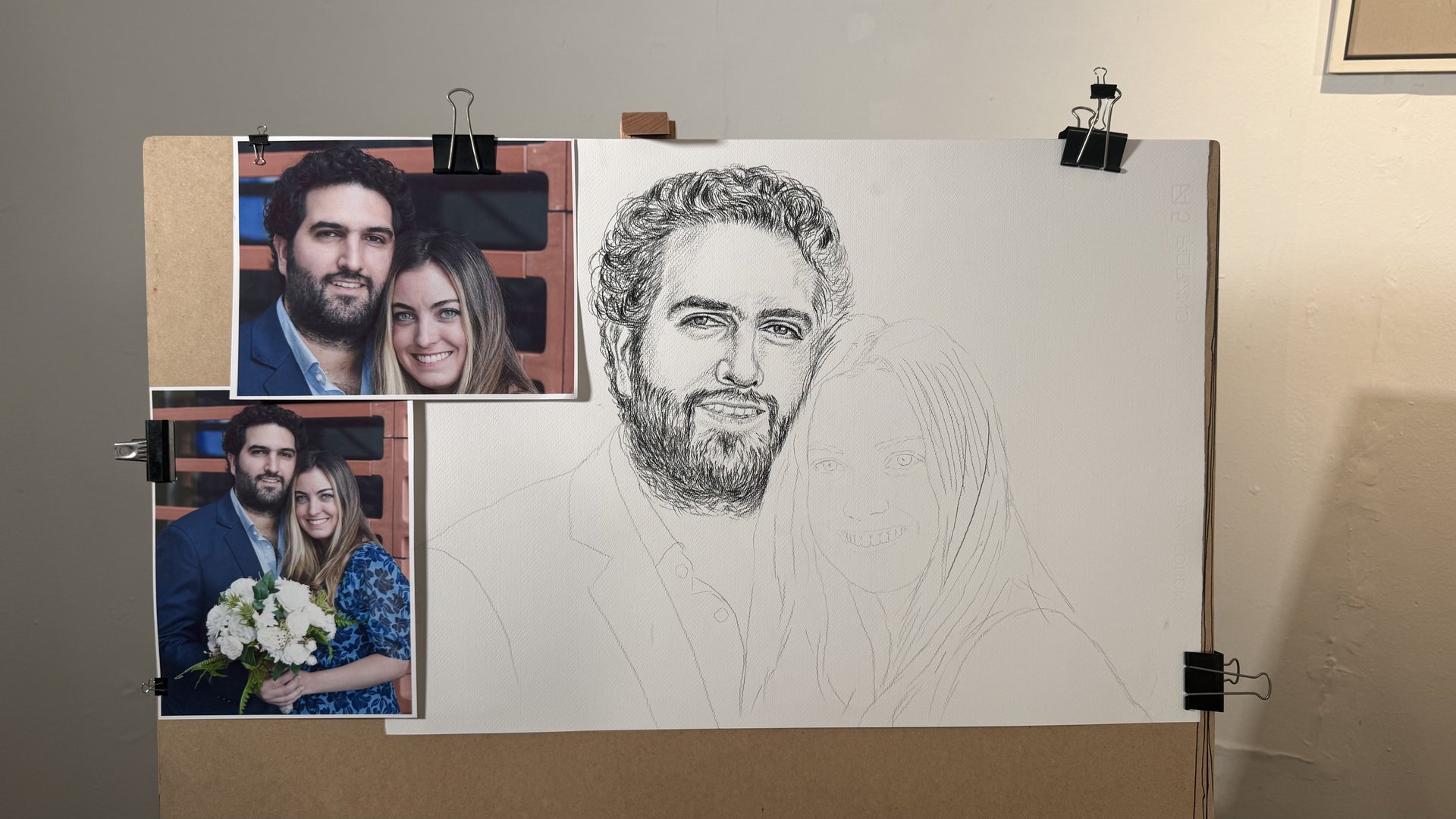 Xi y Edu Portrait Progression 07 - Progresión del Dibujo 07 - Rafael Corro